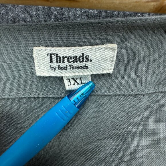 Bed Threads Top Womens 3XL Green Pullover French Flax‎ Linen Lounge Boho - Picture 9 of 16
